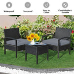  - 3 Pieces Outdoor Rattan Patio Conversation Set with Seat Cushions - Outdoor Style Company