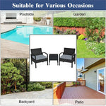  - 3 Pieces Outdoor Rattan Patio Conversation Set with Seat Cushions - Outdoor Style Company