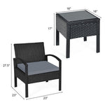  - 3 Pieces Outdoor Rattan Patio Conversation Set with Seat Cushions - Outdoor Style Company