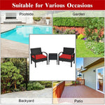  - 3 Pieces Outdoor Rattan Patio Conversation Set with Seat Cushions - Outdoor Style Company