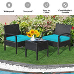  - 3 Pieces Outdoor Rattan Patio Conversation Set with Seat Cushions - Outdoor Style Company