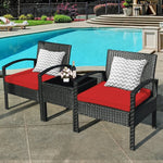  - 3 Pieces Outdoor Rattan Patio Conversation Set with Seat Cushions - Outdoor Style Company