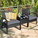  - 3 Pieces Outdoor Rattan Patio Conversation Set with Seat Cushions - Outdoor Style Company