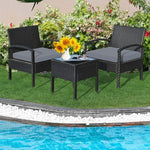  - 3 Pieces Outdoor Rattan Patio Conversation Set with Seat Cushions - Outdoor Style Company