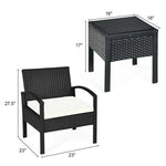  - 3 Pieces Outdoor Rattan Patio Conversation Set with Seat Cushions - Outdoor Style Company