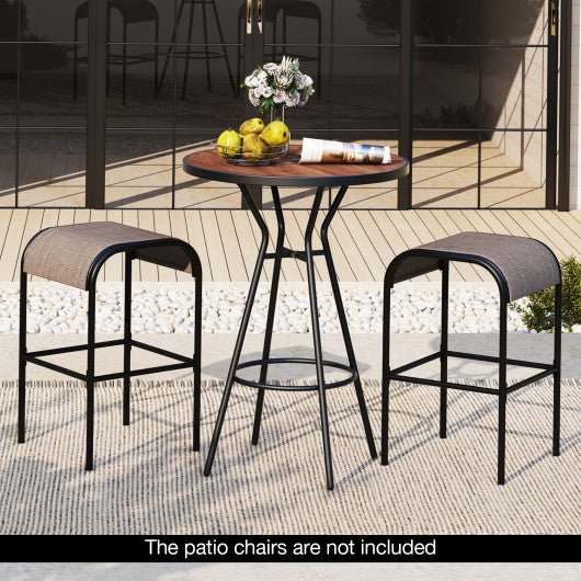  - 3 Pieces Outdoor Round Bar Table Set with 1.6 Inches Umbrella Hole - Outdoor Style Company