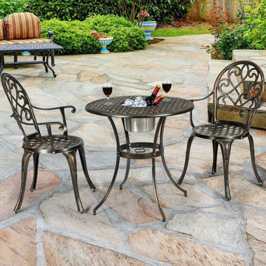  - 3 Pieces Outdoor Set Patio Bistro with Attached Removable Ice Bucket - Outdoor Style Company