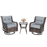  - 3 Pieces Outdoor Swivel Rocker Set with Small Side Table - Outdoor Style Company