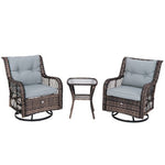  - 3 Pieces Outdoor Swivel Rocker Set with Small Side Table - Outdoor Style Company