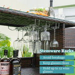  - 3 Pieces Outdoor Wicker Bar Set with 3 Rows Stemware Racks - Outdoor Style Company