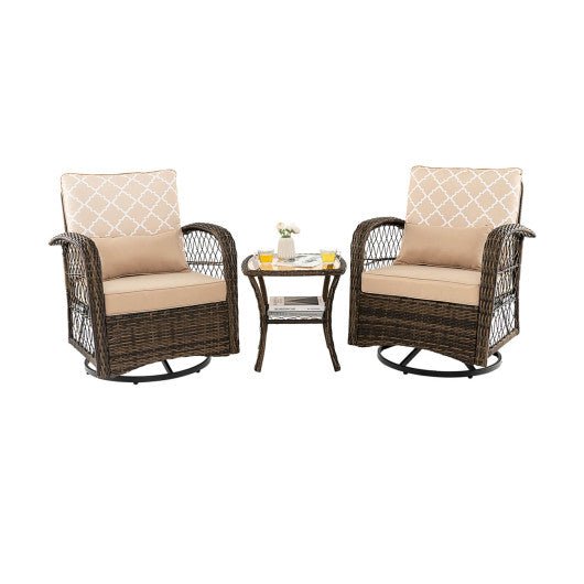  - 3 Pieces Outdoor Wicker Conversation Set with Tempered Glass Coffee Table - Outdoor Style Company