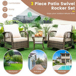  - 3 Pieces Outdoor Wicker Conversation Set with Tempered Glass Coffee Table - Outdoor Style Company