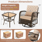  - 3 Pieces Outdoor Wicker Conversation Set with Tempered Glass Coffee Table - Outdoor Style Company