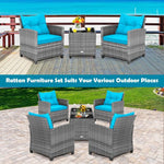  - 3 Pieces Outdoor Wicker Conversation Set with Tempered Glass Tabletop - Outdoor Style Company