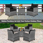  - 3 Pieces Outdoor Wicker Conversation Set with Tempered Glass Tabletop - Outdoor Style Company