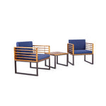  - 3 Pieces Patio Acacia Wood Conversation Set with Cushioned Armchairs - Outdoor Style Company