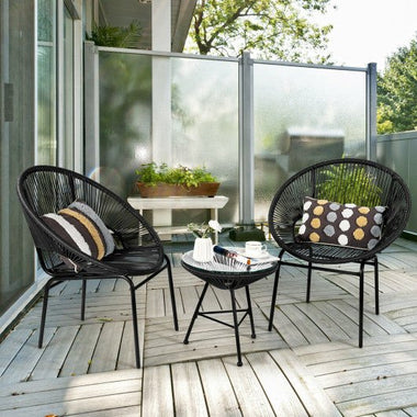  - 3 Pieces Patio Acapulco Furniture Bistro Set with Glass Table - Outdoor Style Company