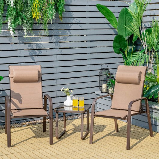  - 3 Pieces Patio Bistro Furniture Set with Adjustable Backrest - Outdoor Style Company