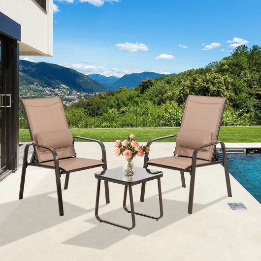  - 3 Pieces Patio Bistro Furniture Set with Adjustable Backrest - Outdoor Style Company