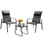  - 3 Pieces Patio Bistro Furniture Set with Adjustable Backrest - Outdoor Style Company