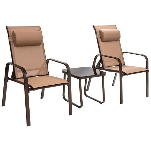  - 3 Pieces Patio Bistro Furniture Set with Adjustable Backrest - Outdoor Style Company