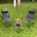  - 3 Pieces Patio Bistro Furniture Set with Adjustable Backrest - Outdoor Style Company