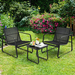  - 3 Pieces Patio Bistro Furniture Set with Glass Top Table Garden Deck - Outdoor Style Company