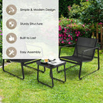  - 3 Pieces Patio Bistro Furniture Set with Glass Top Table Garden Deck - Outdoor Style Company