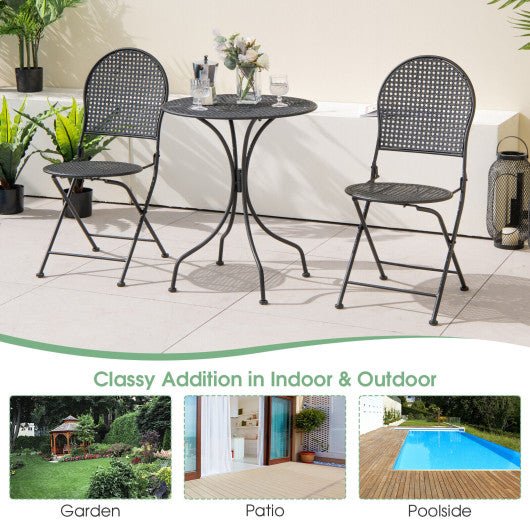  - 3 Pieces Patio Bistro Set Outdoor Conversation Furniture Table and Folding Chair - Outdoor Style Company