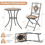  - 3 Pieces Patio Bistro Set with 1 Round Mosaic Table and 2 Folding Chairs - Outdoor Style Company