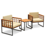  - 3 Pieces Patio Chair Set Acacia Wood Outdoor Sofa Set with Soft Cushions - Outdoor Style Company