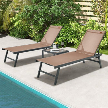  - 3 Pieces Patio Chaise Lounge Chair and Table Set for Poolside Yard - Outdoor Style Company