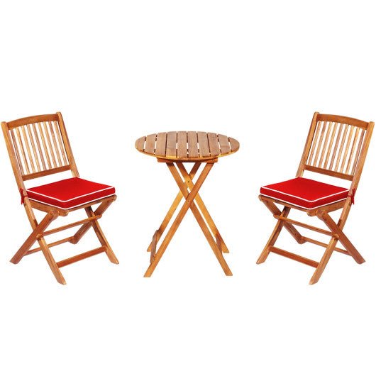  - 3 Pieces Patio Folding Bistro Set with Padded Cushion and Round Coffee Table - Outdoor Style Company