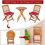  - 3 Pieces Patio Folding Bistro Set with Padded Cushion and Round Coffee Table - Outdoor Style Company