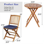  - 3 Pieces Patio Folding Bistro Set with Padded Cushion and Round Coffee Table - Outdoor Style Company