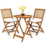  - 3 Pieces Patio Folding Bistro Set with Padded Cushion and Round Coffee Table - Outdoor Style Company