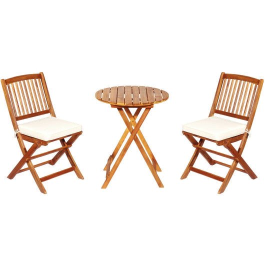  - 3 Pieces Patio Folding Bistro Set with Padded Cushion and Round Coffee Table - Outdoor Style Company