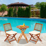  - 3 Pieces Patio Folding Bistro Set with Padded Cushion and Round Coffee Table - Outdoor Style Company