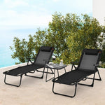  - 3 Pieces Patio Folding Chaise Lounge Set with PVC Tabletop - Outdoor Style Company