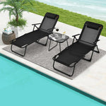  - 3 Pieces Patio Folding Chaise Lounge Set with PVC Tabletop - Outdoor Style Company