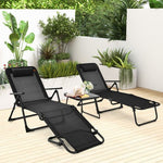  - 3 Pieces Patio Folding Chaise Lounge Set with PVC Tabletop - Outdoor Style Company