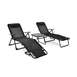  - 3 Pieces Patio Folding Chaise Lounge Set with PVC Tabletop - Outdoor Style Company