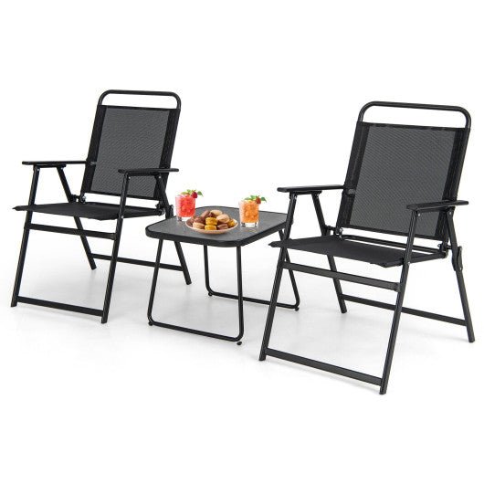  - 3 Pieces Patio Folding Conversation Chairs and Table - Outdoor Style Company