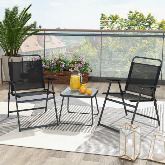  - 3 Pieces Patio Folding Conversation Chairs and Table - Outdoor Style Company