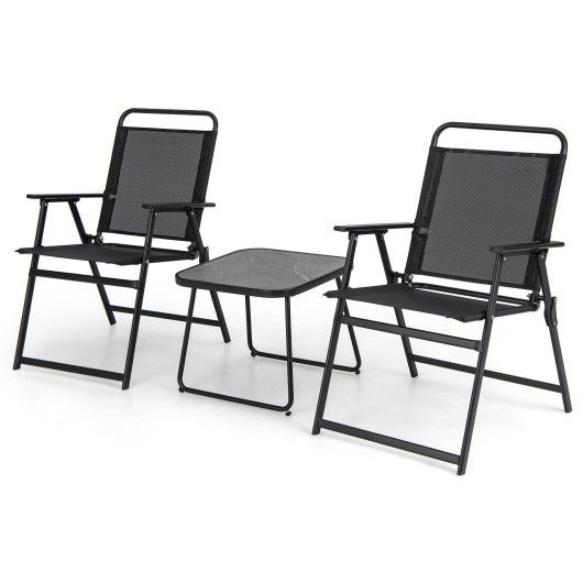  - 3 Pieces Patio Folding Conversation Chairs and Table - Outdoor Style Company