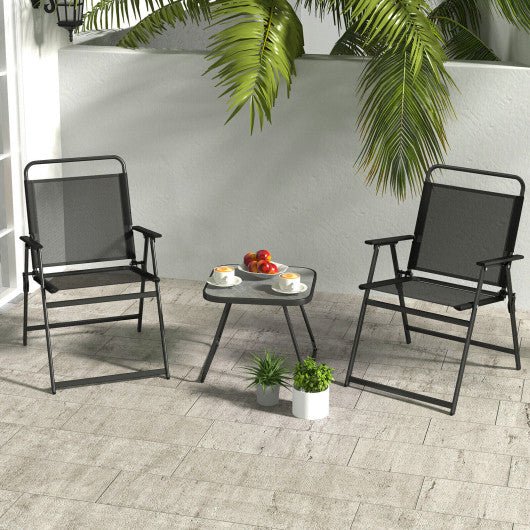  - 3 Pieces Patio Folding Conversation Chairs and Table - Outdoor Style Company