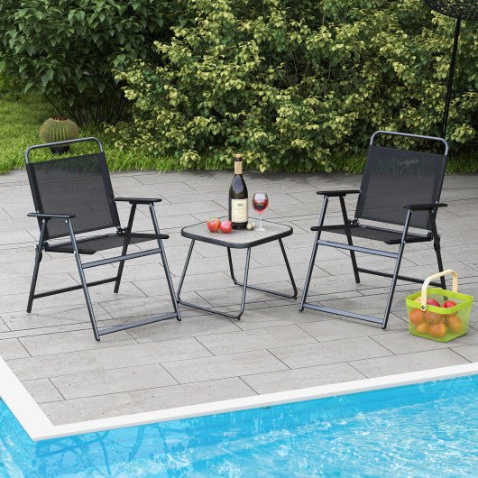  - 3 Pieces Patio Folding Conversation Chairs and Table - Outdoor Style Company