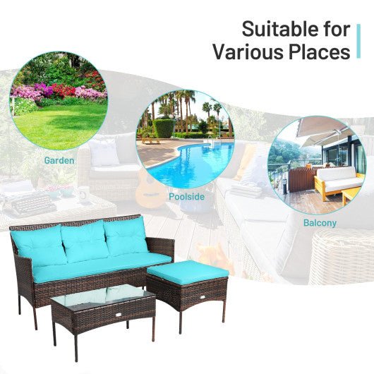  - 3 Pieces Patio Furniture Sectional Set with 5 Cozy Cushions - Outdoor Style Company