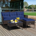  - 3 Pieces Patio Furniture Sectional Set with 5 Cozy Cushions - Outdoor Style Company