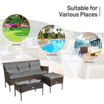  - 3 Pieces Patio Furniture Sectional Set with 5 Cozy Cushions - Outdoor Style Company